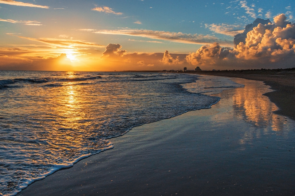 Ocean sunset cloud water