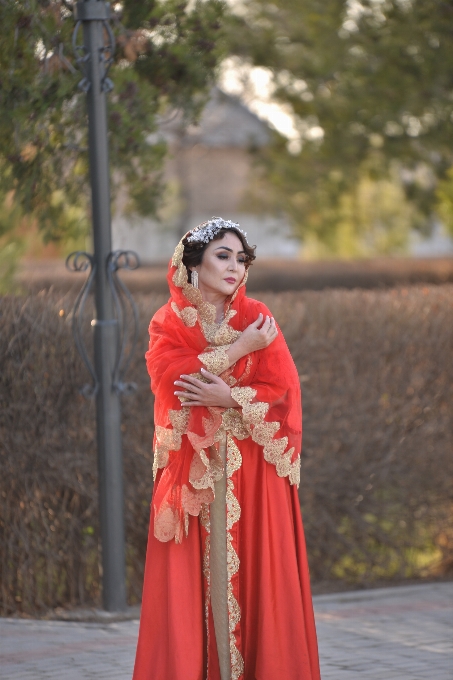 Woman flash photography street fashion tree