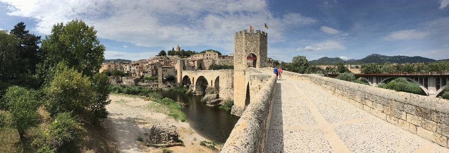 Medieval bridge besalu catalonia Photo