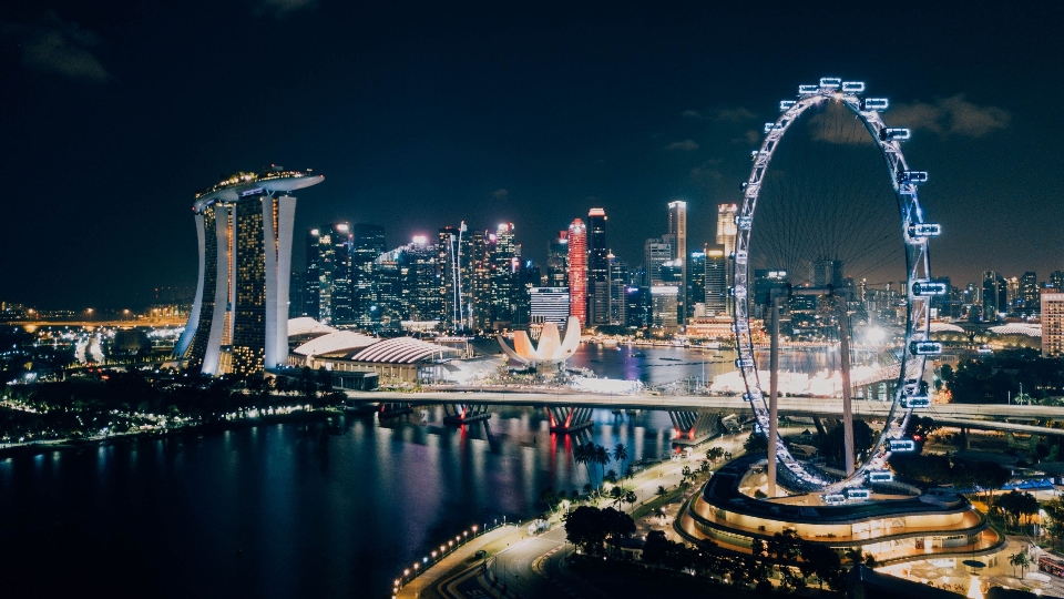 Night city skyline panorama