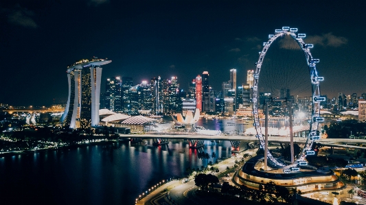 Night city skyline panorama Photo