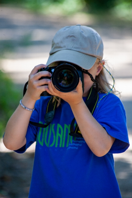 Child girl photographed camera