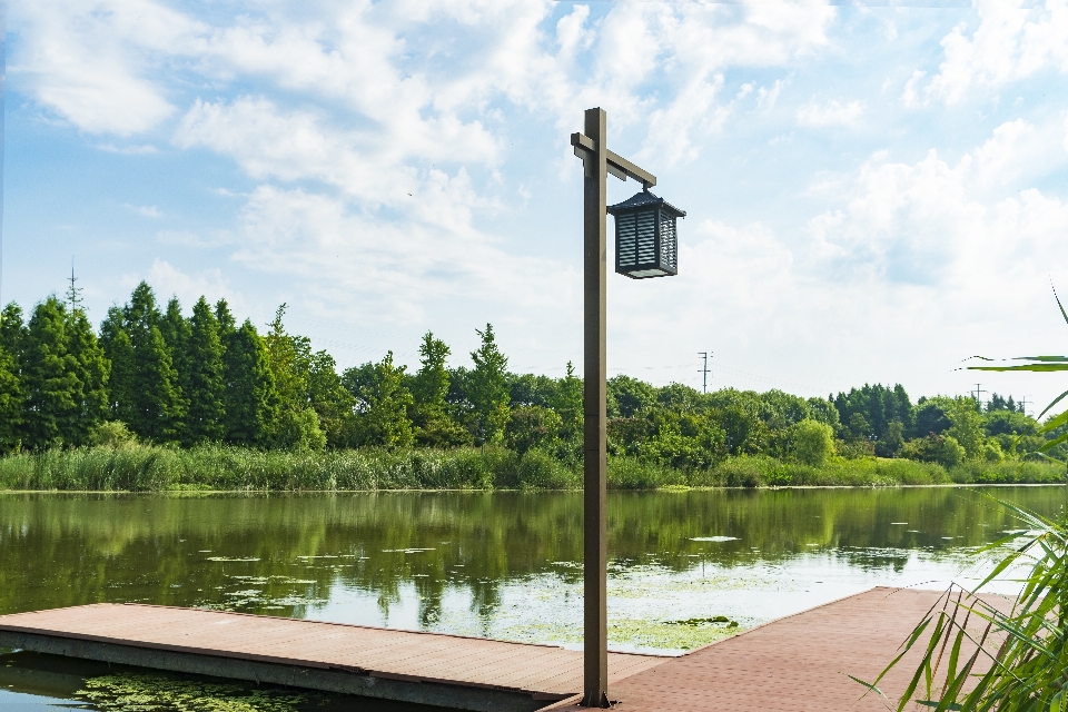 Street lamp sky water