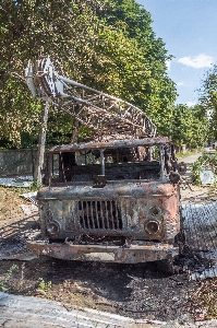 Industrial truck fire burnt Photo