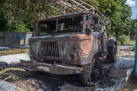 Industrial truck fire burnt Photo