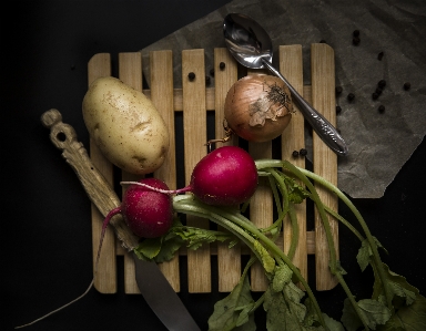 Potato onion radish pink Photo