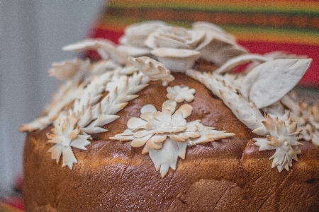 Loaf rose flower sweets bread Photo