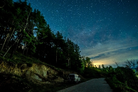 Night sky stars road Photo