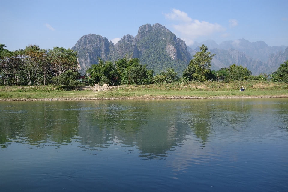 Laos vang vieng river mountain