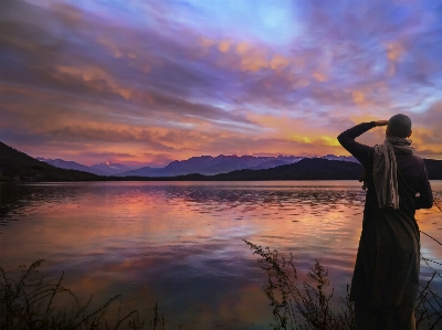 Dusk sunset nun buddhist Photo