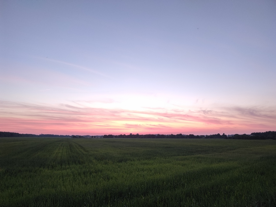 Sunset field cloud sky