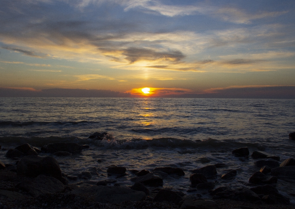 Sunset surf sea waves