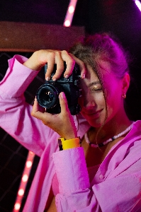 Woman hand hairstyle camera Photo