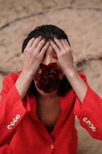 Woman hand sleeve orange Photo