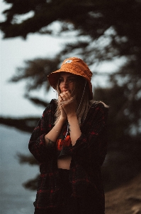 Woman cap people in nature leaf Photo