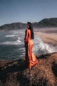 Woman water sky hairstyle Photo