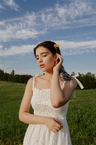 Woman sky cloud plant Photo