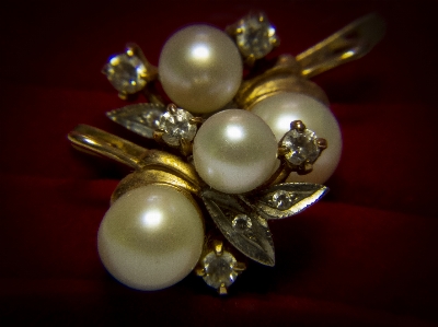 Gold earrings jewelry pearls Photo