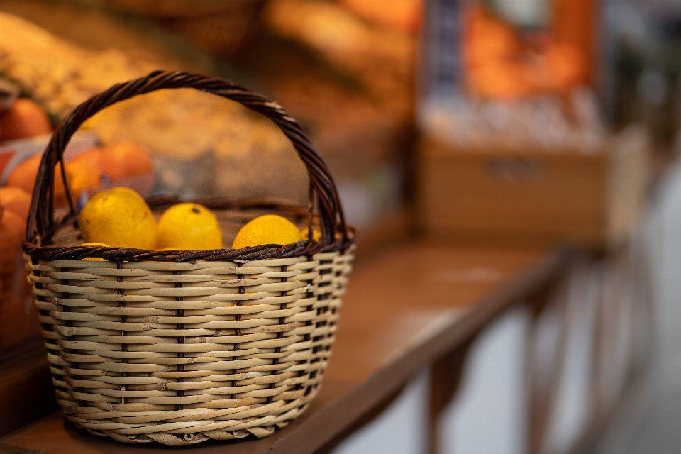 Natural food picnic basket storage