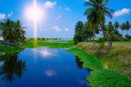 Village water cloud sky Photo