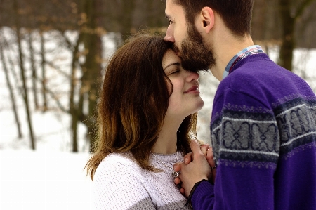 Couple shoulder smile beard Photo