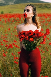 Woman face flower plant Photo