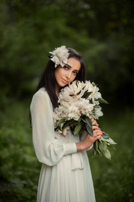 Woman face flower head