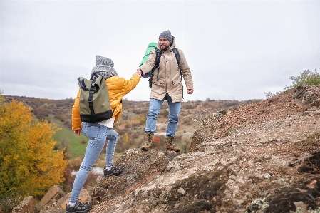 Sky trousers people in nature mountain Photo