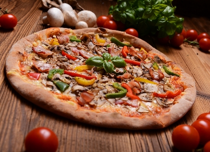 Pizza food tableware ingredient Photo