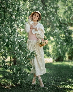 Woman flower plant smile Photo