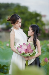 Woman flower plant facial expression Photo