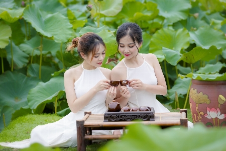 Foto Mulher plantar pessoas na natureza
 sorriso