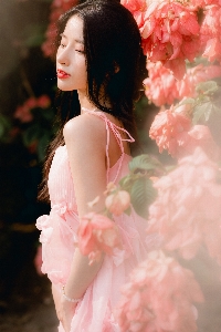 Woman hair flower lip Photo