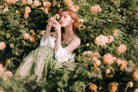 Woman face flower plant Photo