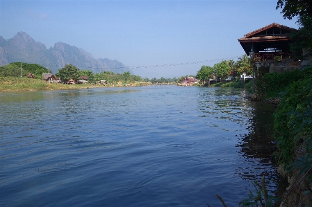 Laos vang vieng river water Photo