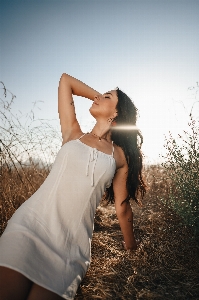 Woman sky flash photography people in nature Photo