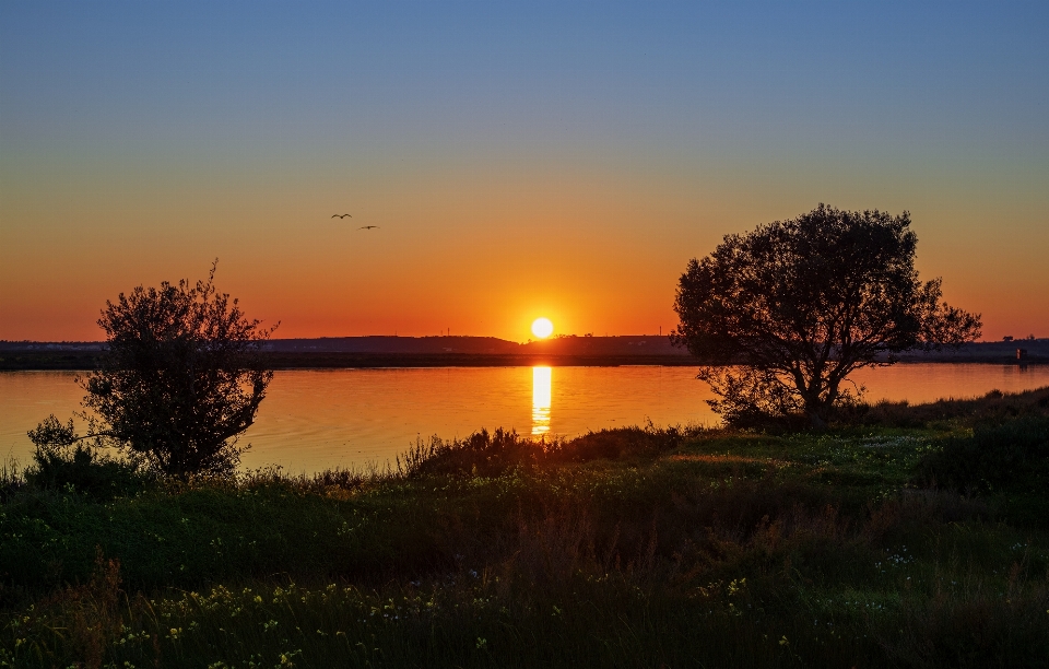 Fiume tramonto cielo acqua