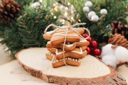 Christmas gingerbread cookies plant wood Photo