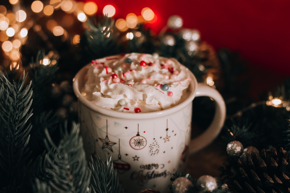 Whipped cream cocoa christmas drink