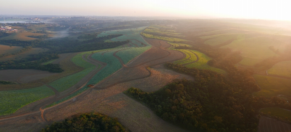 Landscape mountains sunset plantation