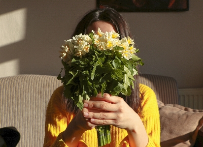 Woman flower hand arm Photo