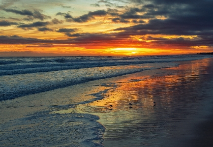 Sunset ocean cloud water Photo