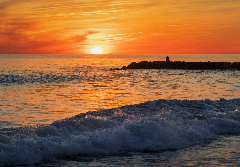 Ocean sunset water cloud