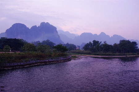 Vang vieng laos natural landscape river Photo