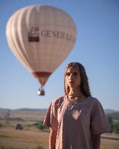 Woman sky aerostat hot air ballooning Photo