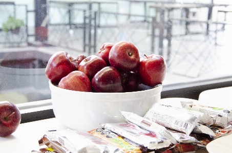 Apple white red breakfast Photo