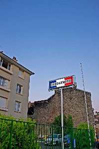 Town advertising downtown sign Photo