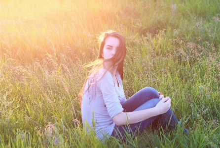 Grass plant girl woman Photo