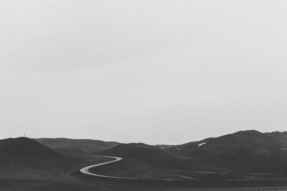 Horizon mountain black and white road