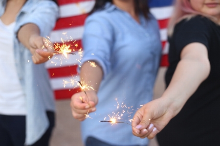 Hand people woman sparkler Photo